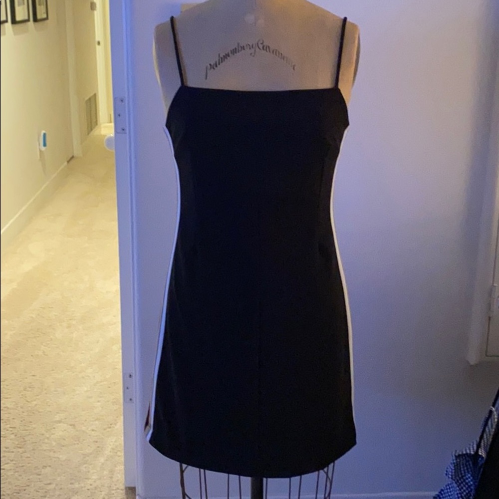 Black with stripe detail mini dress